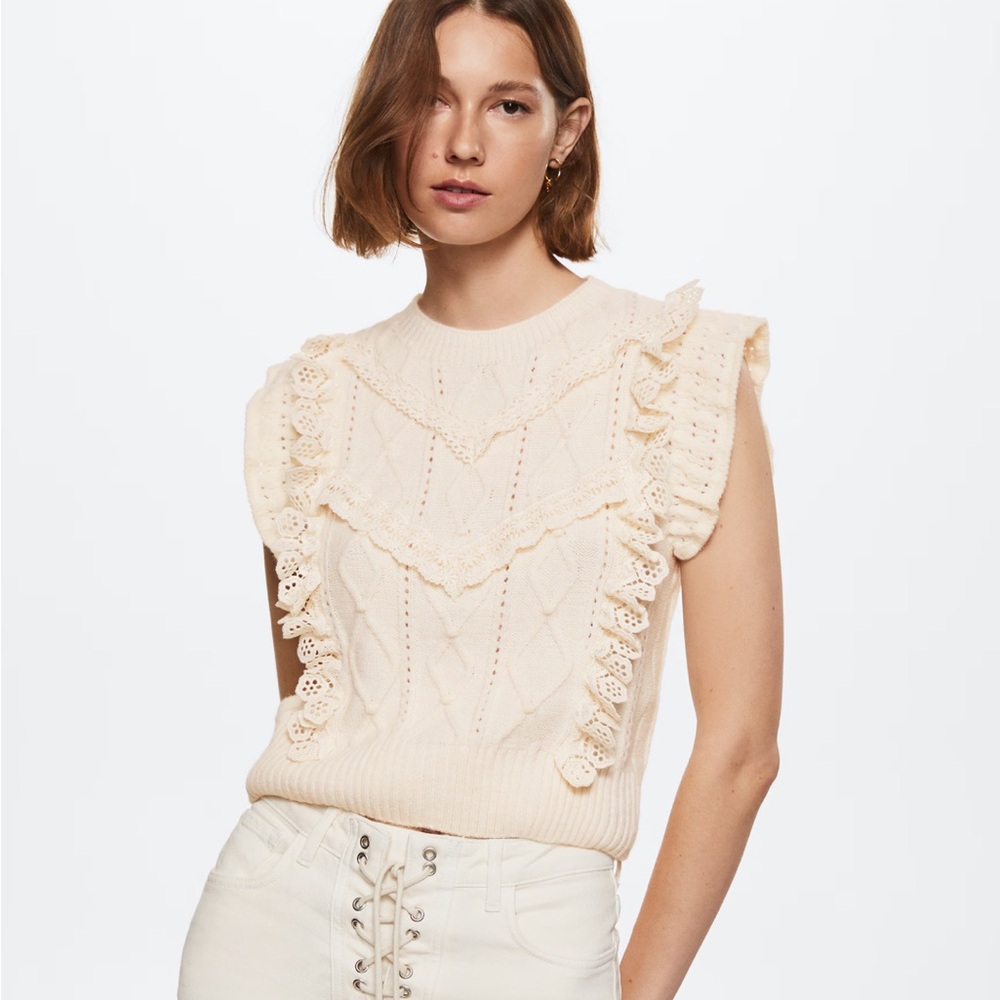 Mango Ruffled Sleeveless Sweater - Picture 2 of 6